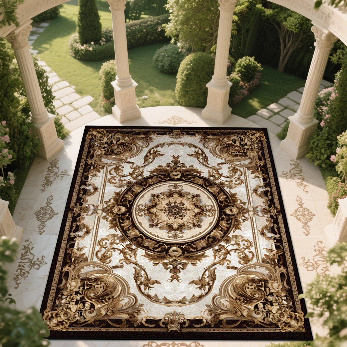 Navak Carpet European style Large Living Room Carpet Classical Large Area Rugs Balcony Washable Area Rug Room Décor Retro European Tatami Mat