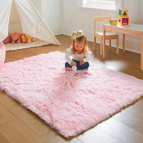 Navak Carpet Pink Bedroom Carpet For Children's Room Cute Girls Floor Soft Mat Living Room Decoration White Fluffy Large Kids Bedside Rugs