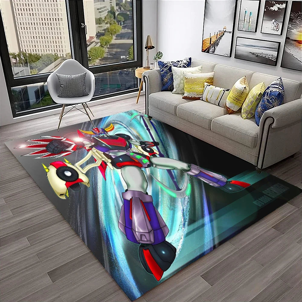 Navak Carpet 3D Cartoon UFO Robot Grendizer Anime Carpet Rug for Home Living Room Bedroom Sofa Doormat Decor,kids Area Rug Non-slip Floor Mat