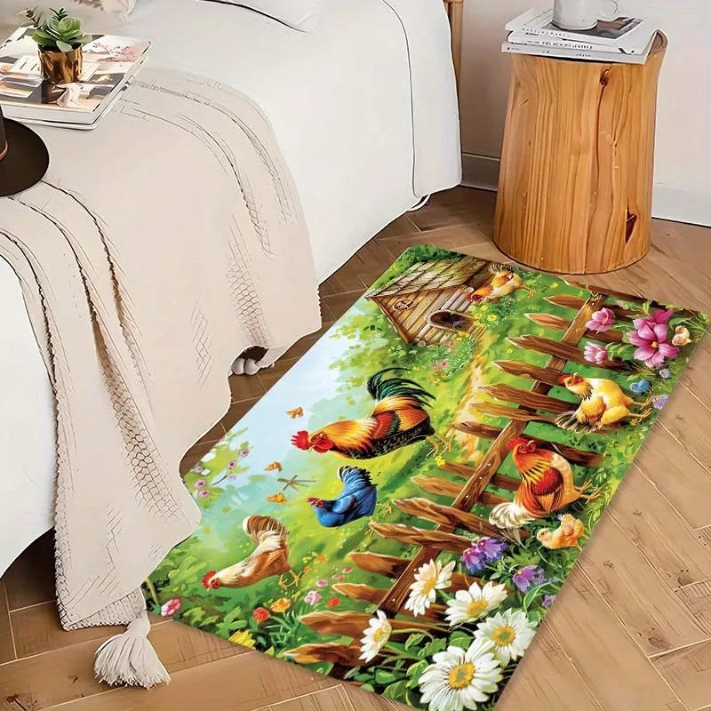 Navak Carpet 1PC Chicken Pattern Kitchen Rugs Non-Slip Home Door Mats Pop design Bathroom Rugs Bath Mat Carpet for Home Sink Laundry Decor