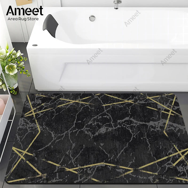 Navak Carpet Super Absorbent Floor Bath Mat Bathroom Shower Anti-slip Carpet Quick Dry Rubber Door Mat Nordic Luxury Marble Rug Home Decor