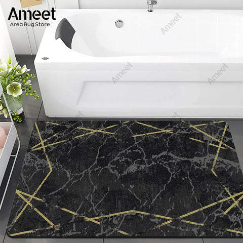 Navak Carpet Super Absorbent Floor Bath Mat Bathroom Shower Anti-slip Carpet Quick Dry Rubber Door Mat Nordic Luxury Marble Rug Home Decor