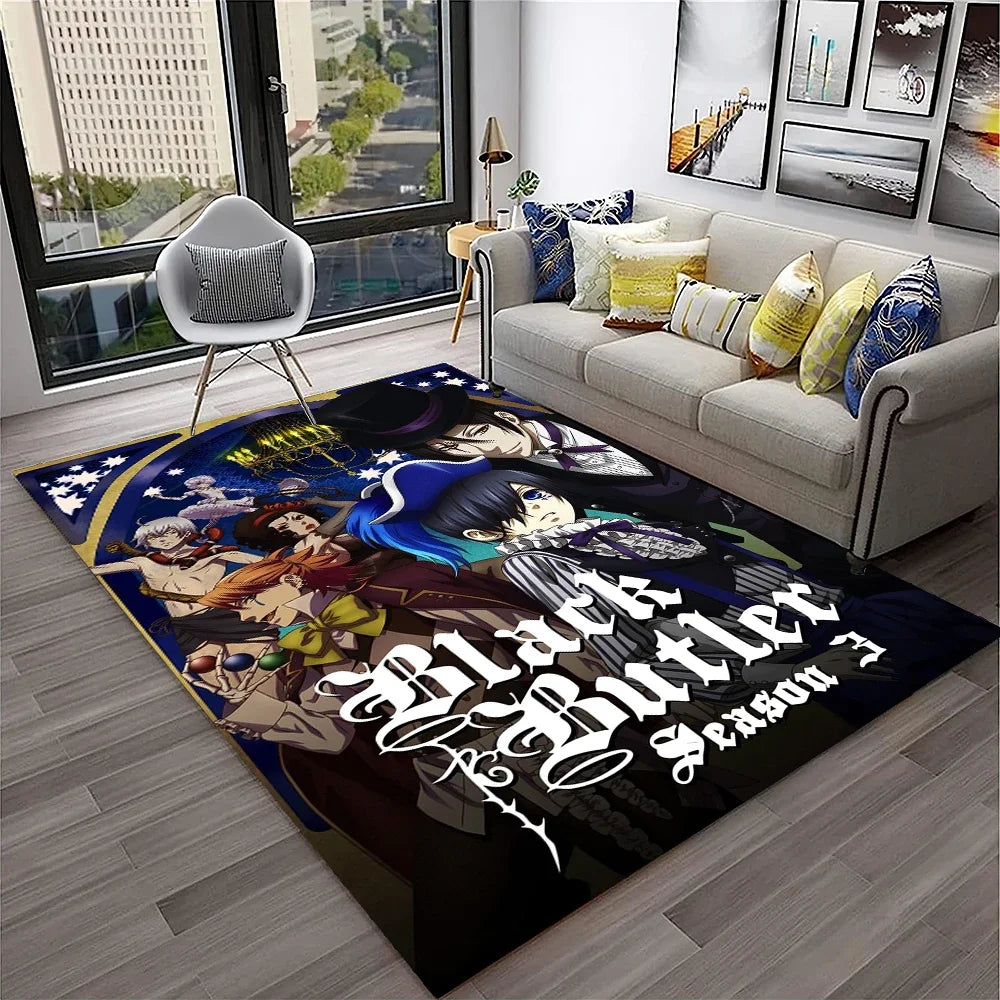 Navak Carpet 3D Anime Black Butler Cartoon Carpet Rug for Home Living Room Bedroom Sofa Doormat Decor,kids play Area Rug Non-slip Floor Mat