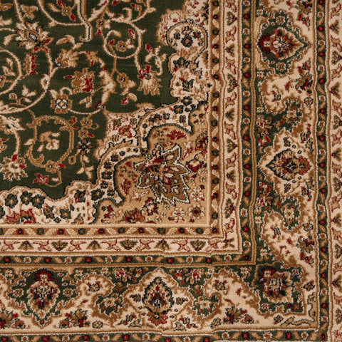 Navak Carpet Dark Green Gold Beige Traditional Bordered Oriental Medallion Classical Home Decor Floral Living Room Bedroom Rug Fireside Mat