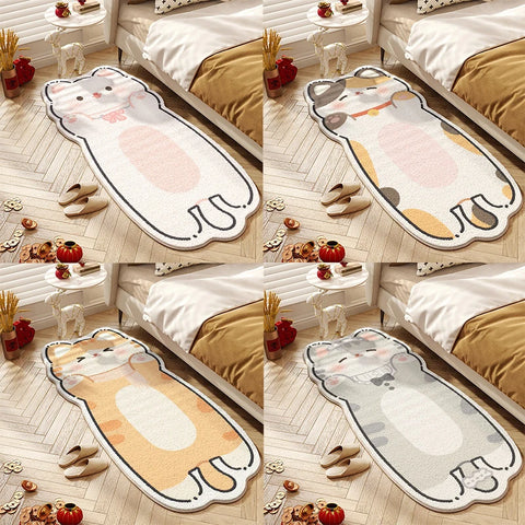 Navak Carpet Cute Cat Carpet Bedroom Bedside Floor Mat Runner Rug Soft Fluffy Long Carpets Cartoon Animal Sweet Girl Home Decoration Rugs