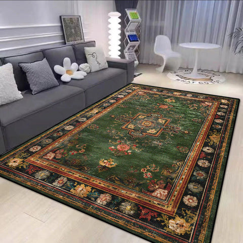 Navak Carpet  Persian Style Big Size Green Carpet Living Room Non-slip Easy Cleaning Coffee Tables Mat Soft Foldable Dining Room Decor Rug