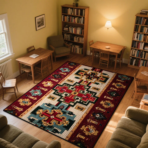 Navak Carpet Persian Tradition Carpets for Living Room Cross Pattern Decoration Home Bedroom Bedside Soft Rug Study Cloakroom Washable Mats