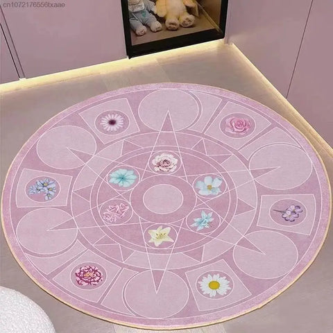 Navak Carpet Exclusive Picks Home Aesthetic Round Bedroom Bedside Pink Carpet Guest Room Princess Floral Floor Cushion Luxury Home Carpet Decoration