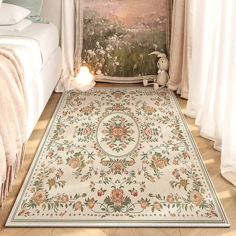 Navak Carpet American Retro Bedroom Bedside Carpet Fashion Flower No-clean Wipe Coffee Table Mat Soft Living Room Sofa Cloakroom Rug Ковер 러그