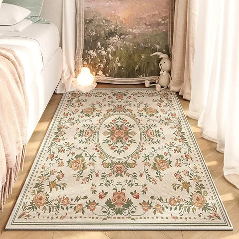 Navak Carpet American Retro Bedroom Bedside Carpet Fashion Flower No-clean Wipe Coffee Table Mat Soft Living Room Sofa Cloakroom Rug Ковер 러그