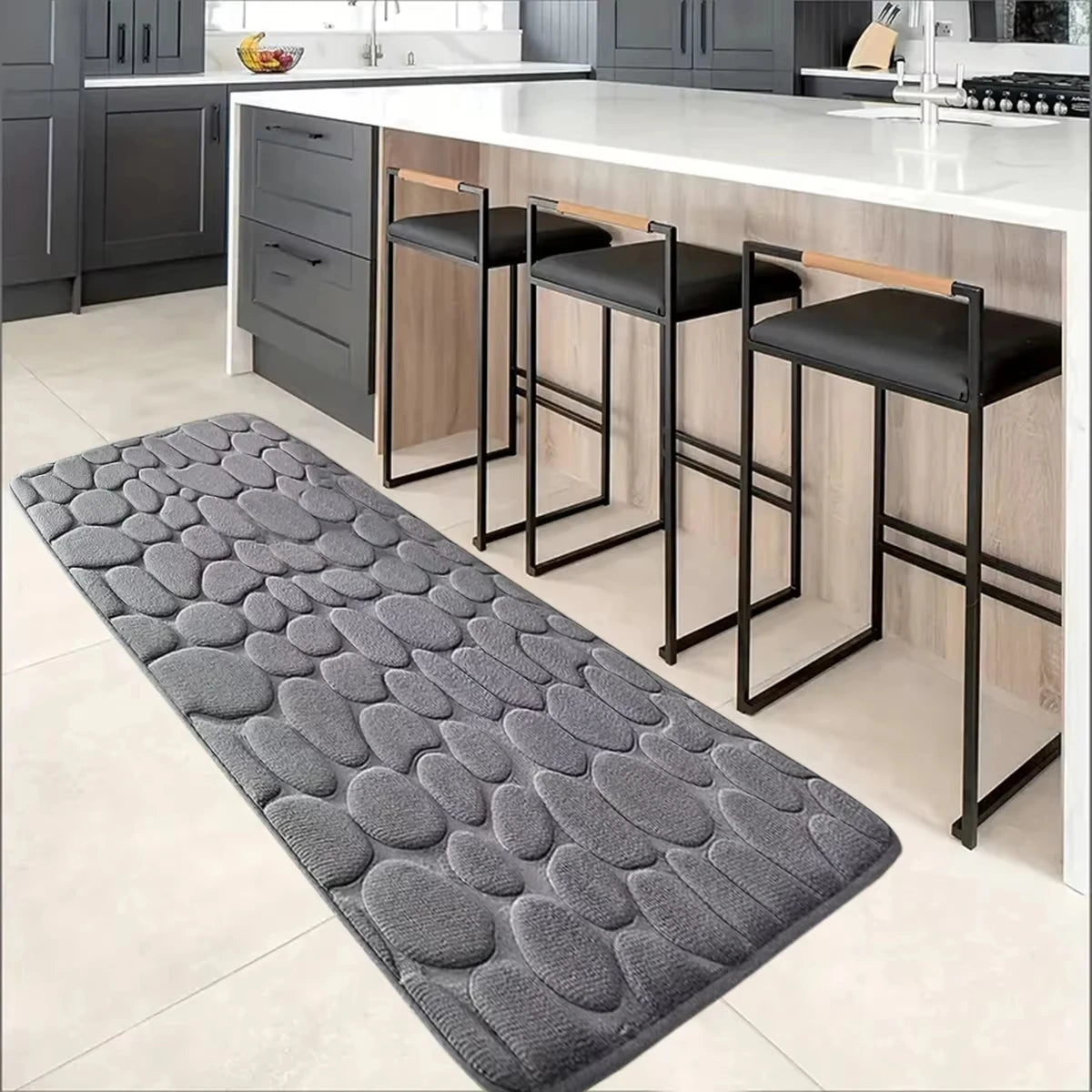 Navak Carpet 1pc Chic Cobblestone Design Kitchen Mat Soft Washable Anti-Skid Absorbent Home Decor Decor Rug