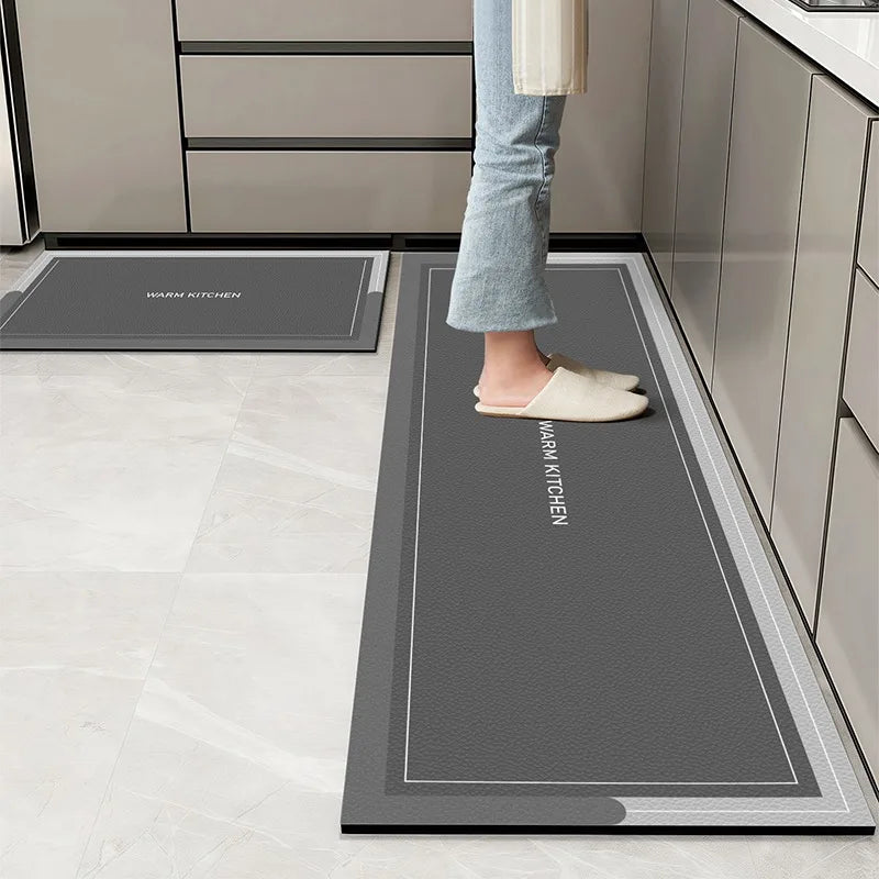 Navak Carpet Kitchen Floor Mats Waterproof Oil-proof Wipeable Washable Mat Leather Non-slip Dirt-resistant Carpet Imitation Marble Long Rugs