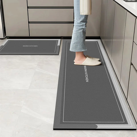 Navak Carpet Kitchen Floor Mats Waterproof Oil-proof Wipeable Washable Mat Leather Non-slip Dirt-resistant Carpet Imitation Marble Long Rugs