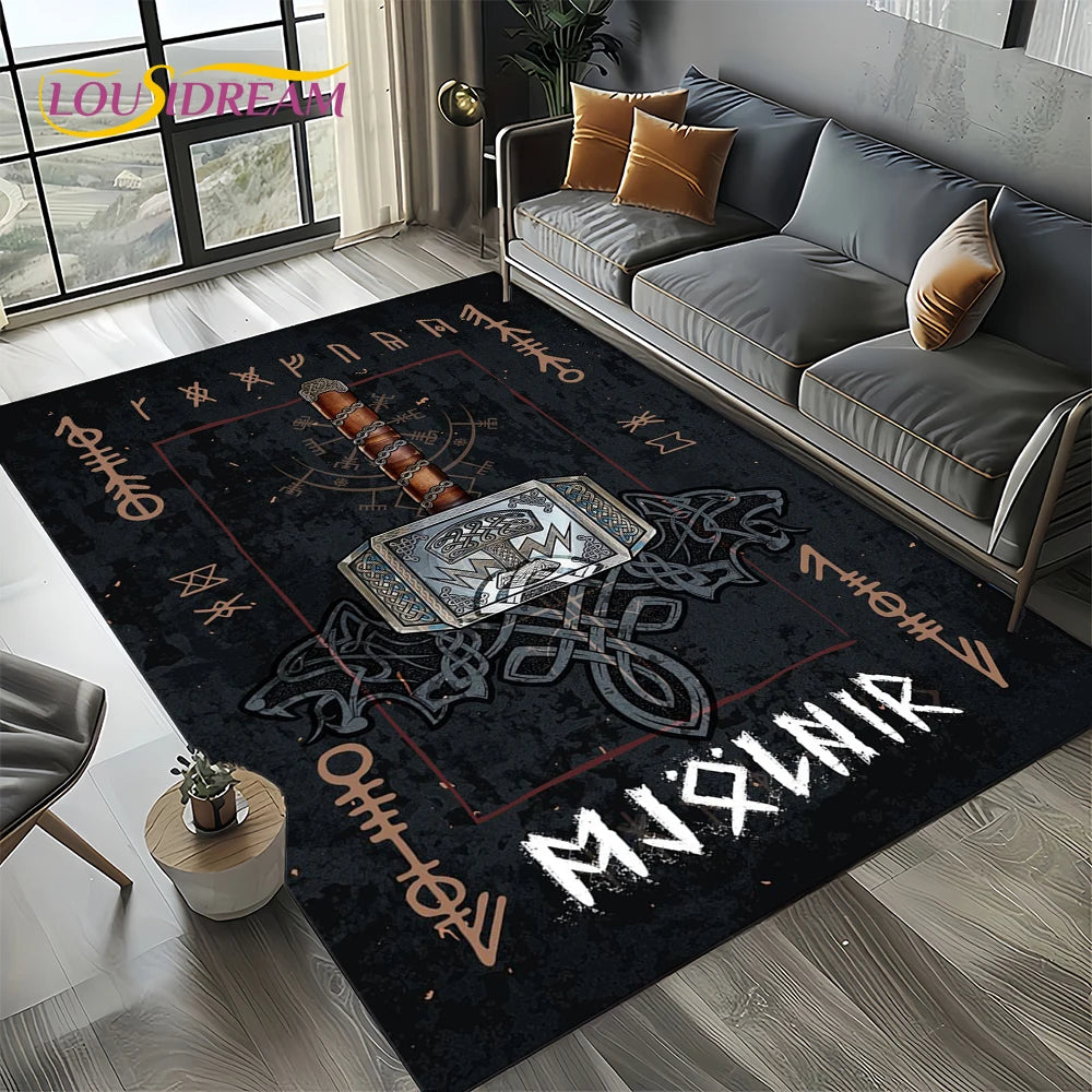 Navak Carpet Odin Viking Symbol Valknut Nordic Valhalla Carpet Rug for Living Room Bedroom Home Sofa Decoration,Area Rug Non-slip Floor Mat