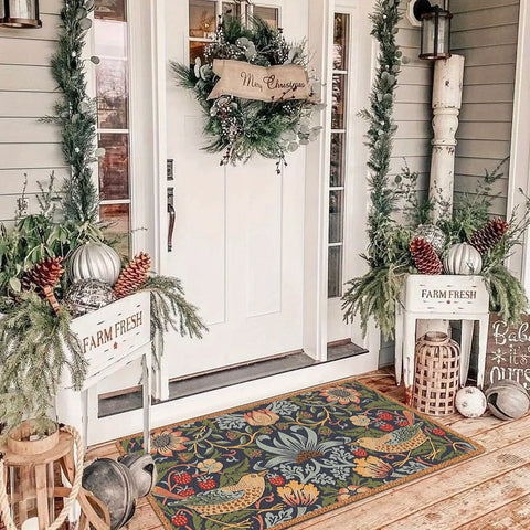 Navak Carpet Soft Symmetrical Floral Bird Welcome Doormat Home Decor Kitchen Hallway Balcony Rug Bedroom Floormat Bath Non-slip Mat Decor