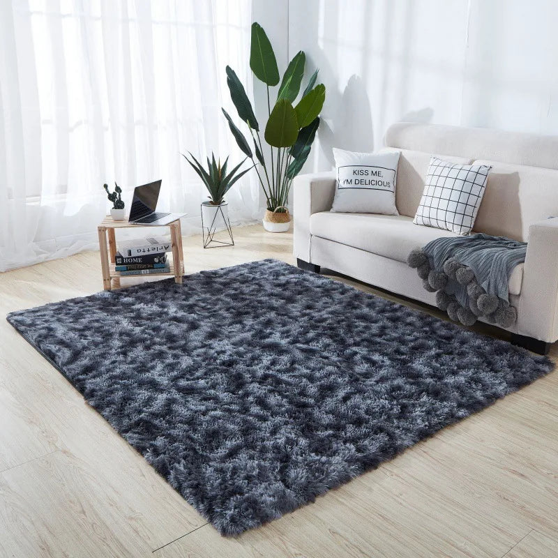 Navak Carpet Soft Long Plush Bedroom Rug Living Room Fluffy Gradient Carpet Mats Tie Dyeing Floor Carpets Bay Window Home Decor Rugs