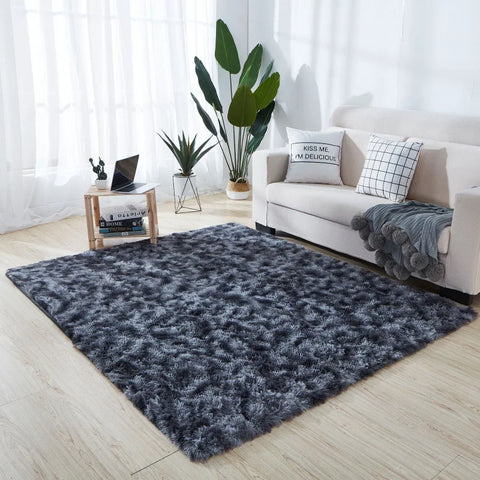 Navak Carpet Soft Long Plush Bedroom Rug Living Room Fluffy Gradient Carpet Mats Tie Dyeing Floor Carpets Bay Window Home Decor Rugs