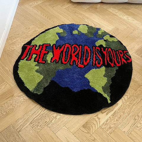 Navak Carpet Earth Round Mat Bathroom Mat Anti-Slip Soft Cushion Pad Bedside Carpet Rug Floor Bedroom Doormat Aesthetic Home Room Decor