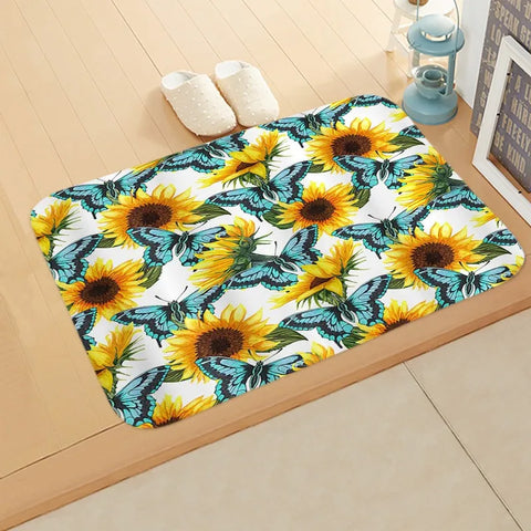 Navak Carpet Sunflower Entrance Welcome Door Mat Flowers Bedroom Bedside Decor Carpet Non-slip Bathroom Kitchen Foot Rugs for Indoor Home