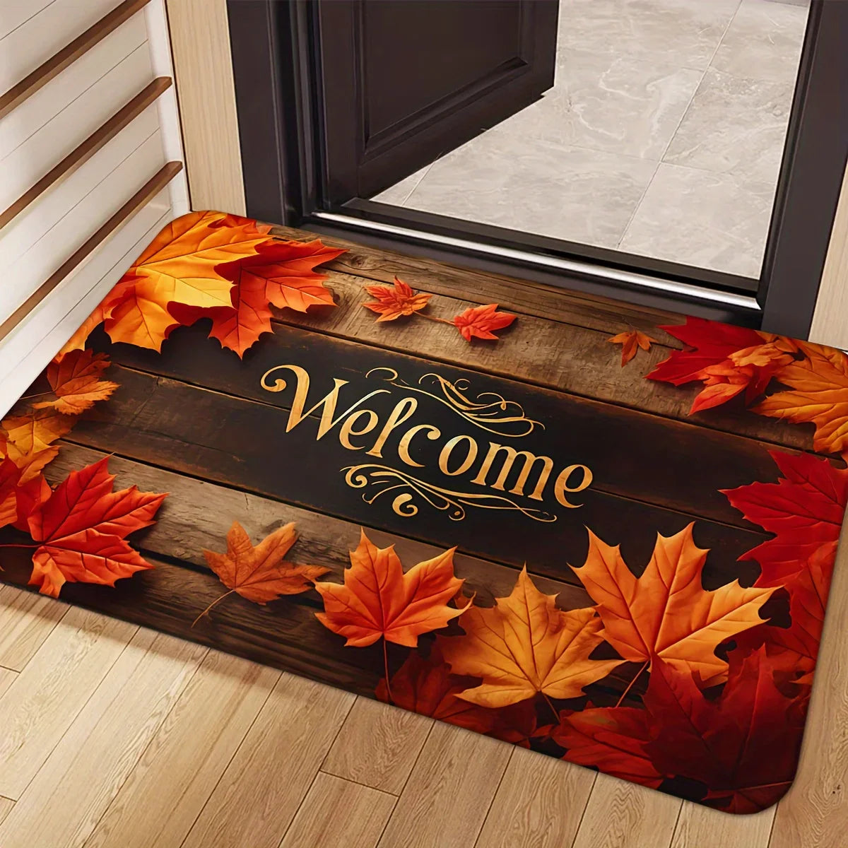 Navak Carpet Autumn Maple Leaves Welcome Door Mats Home Decor Kitchen Hallway Balcony Rugs Carpet for Living Room Thanksgiving Decorations