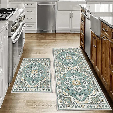 Navak Carpet Exclusive Picks1/2PCS Bohemian Kitchen Floor Mats Anti-slip Washable Bathroom Bathroom Door Mats Hallway Aisle Floor Mats Home Decoration