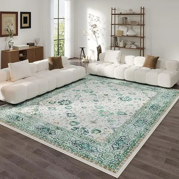 Navak Carpet 8x10 Rug Washable Boho Rug Soft Large Area Rug Non-Slip Non-Shedding Faux Wool Vintage Rug for Living Room, Farmhouse, Dining Ro