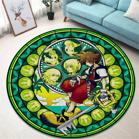 Navak Carpet K-Kingdom Heart Themed Round Carpet for Living Room and Bedroom NonSlip Floor Mat Rug for Gaming Enthusiast Birthday Gift Idea