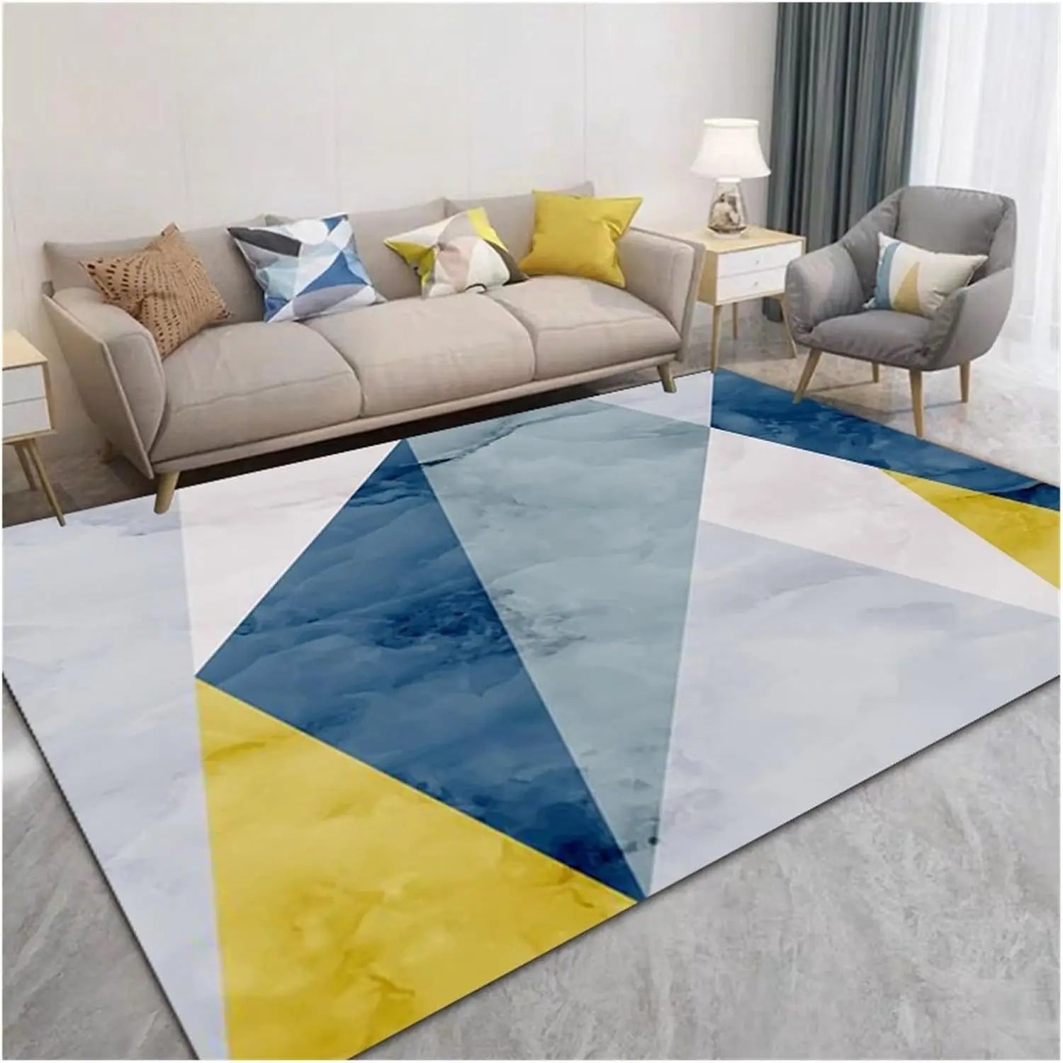 Navak Carpet Exclusive Picks Nordic Geometric Luxury Loop Pile Rug - Washable Mat for Hall, Airbnb, Bedroom, Office, Home Decor