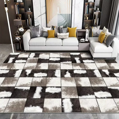 Navak Carpet Modern Imitation Cowhide Luxury Living Room Carpet Sofa Area Rugs Bedroom Large Decorative Rug Washable Porch Anti-Slip Mat