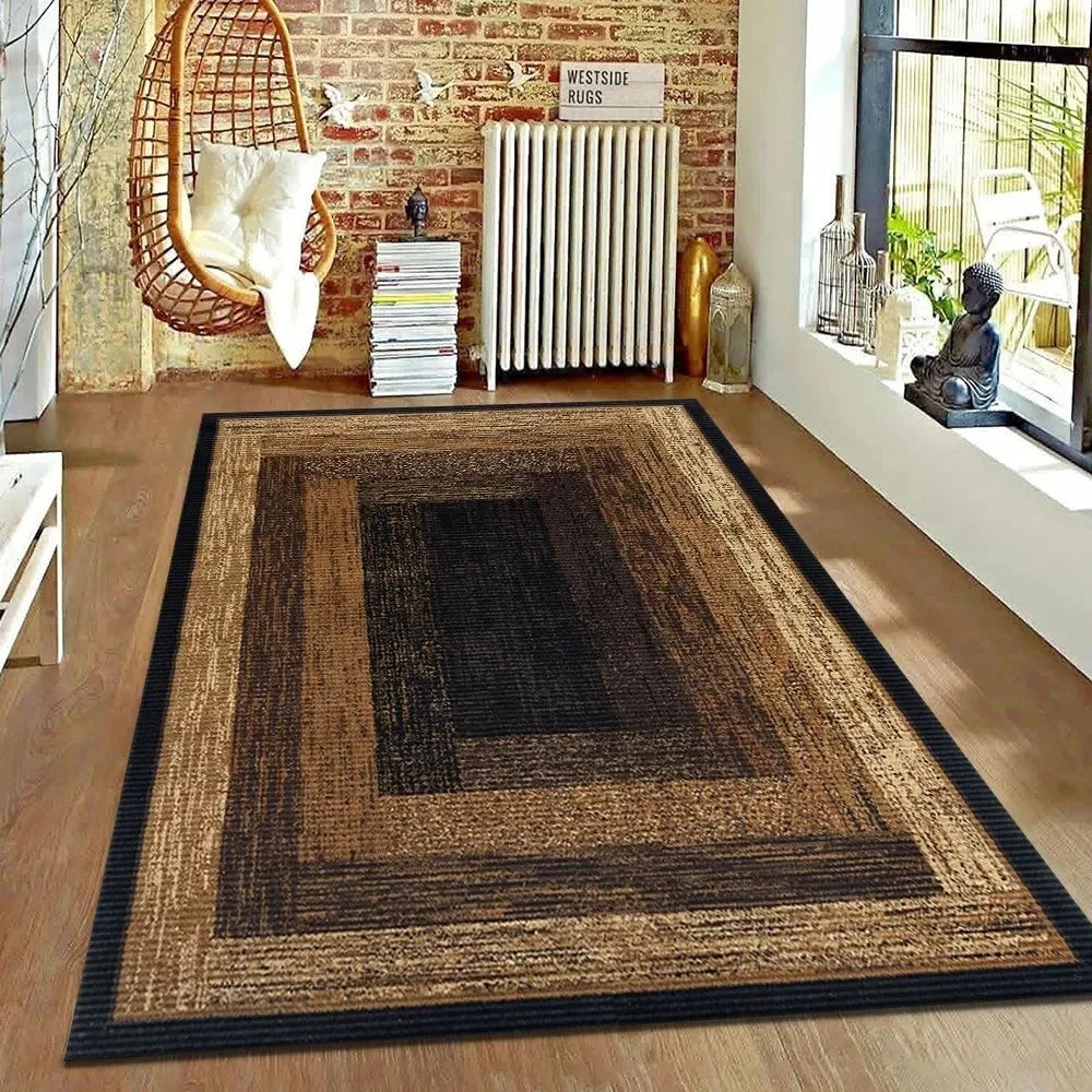 Navak Carpet Brown Geometric Living Room Carpet Nordic Minimalist Art Rug for Hotel Homestay Retro American Style Decor Non Slip Floor Mat