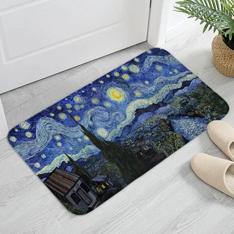 Navak Carpet MINOSO Van Gogh Art Door Mat Oil Painting Style Carpet Floor Mat Welcome Mat Door Mat Entrance Kitchen Rug Outdoor Rug Anime Rug