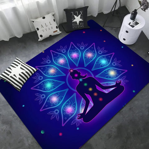 Navak Carpet Rainbow 7 Chakra Mandala Bohemia Yoga Door Mat Washable Non-Slip Living Room Sofa Chairs Area Mat Kitchen Welcome Doormat
