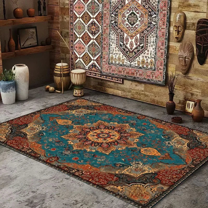 Navak Carpet Persian American Retro Carpet Large Area Living Room Decoration Home Ethnic Style Bedroom Rug Cloakroom Lounge Soft Mat Washable