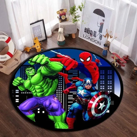 Navak Carpet Daily Picks DISNEY Marvel The Avengers Round Carpet Anime Rug Non-Slip Play Mat Cute Floor Rugs For Living Room Bedroom Kids Mats