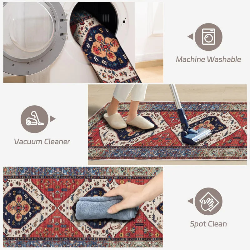 Navak Carpet Exclusive Picks Persian Style Cashmere Wash Back Rug Foldable Machine Washable Bedroom Rug Bedside Rug Hallway Aisle Rug Home Decor