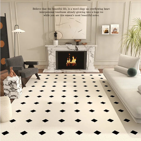 Navak Carpet Nordic Style Rugs for Bedroom Fluffy Soft Living Room Decoration Plush Carpet Modern Minimalist Study Rug Thick Plaid Floor Mat