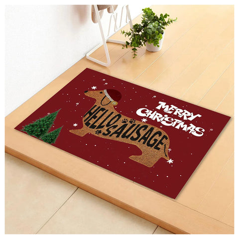 Navak Carpet Christmas Dachshund Sausage Doormat Multipurpose Front Door Rug Creative Christmas Non-Slip Blanket For Indoor Outdoor 40x60cm