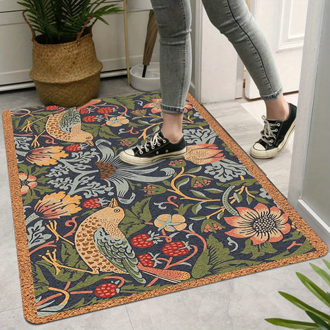 Navak Carpet Soft Symmetrical Floral Bird Welcome Doormat Home Decor Kitchen Hallway Balcony Rug Bedroom Floormat Bath Non-slip Mat Decor