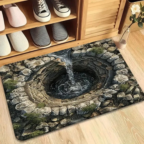 Navak Carpet Front Door Mat Entrance Brick Bottomless Hole Area Rug 3D Trap Optical Visual Illusion Rugs Playroom Floor Carpet Mat