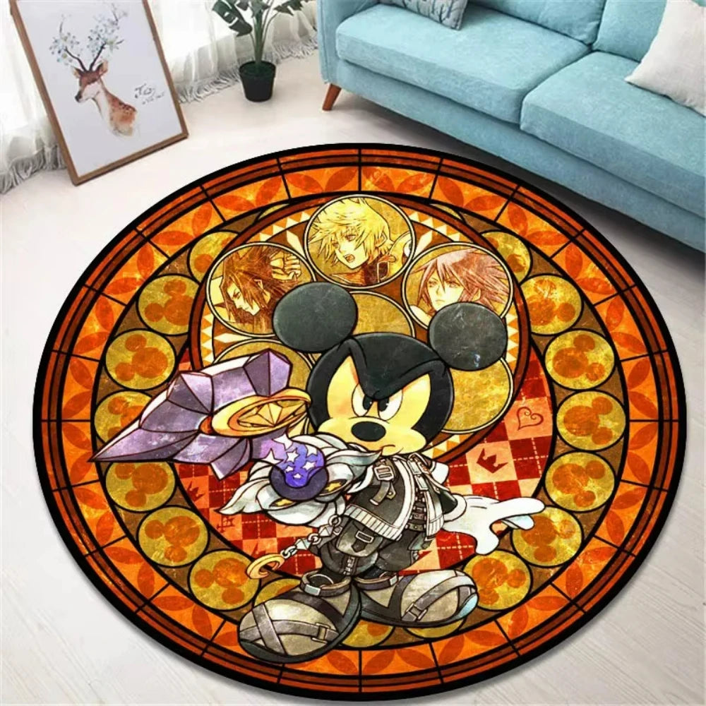 Navak Carpet K-Kingdom Heart Themed Round Carpet for Living Room and Bedroom NonSlip Floor Mat Rug for Gaming Enthusiast Birthday Gift Idea