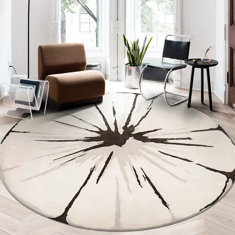 Navak Carpet Modern Simple Style Living Room Round Carpet Home Chair Mat Decoration Striped Large Area Rugs Bedroom Bed End Soft Floor Mats