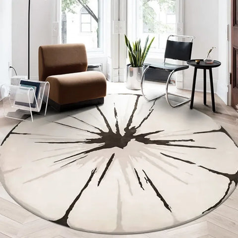 Navak Carpet Modern Simple Style Living Room Round Carpet Home Chair Mat Decoration Striped Large Area Rugs Bedroom Bed End Soft Floor Mats