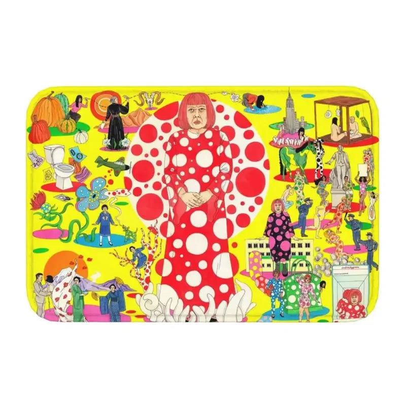 Navak Carpet Custom Yayoi Kusama Abstract Painting Doormat Non-Slip Entrance Bathroom Kitchen Door Floor Mat Garage Rug Carpet Footpad