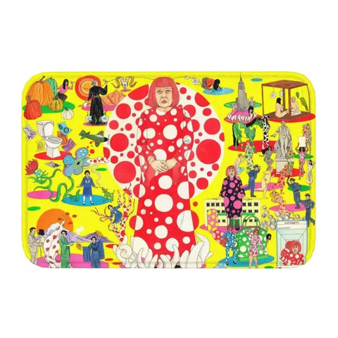 Navak Carpet Custom Yayoi Kusama Abstract Painting Doormat Non-Slip Entrance Bathroom Kitchen Door Floor Mat Garage Rug Carpet Footpad