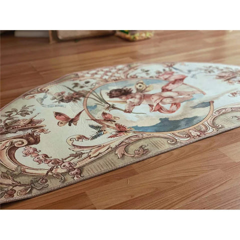Navak Carpet Retro Livingroom Rugs Home Decoration for Bedrooom Carpet Small Doormat European Angel Printed Cotton Porch Hand Tassel Carpet