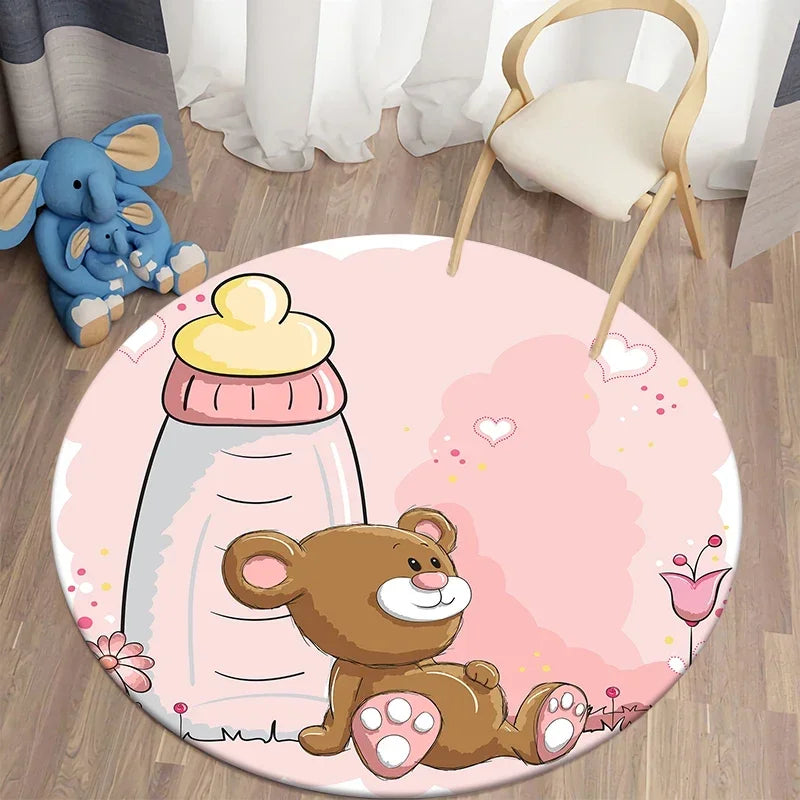 Navak Carpet Cartoon Cute Bear Round Carpet for Living Room Rugs Bath Mat for Children Room Mats Bedroom Carpets Baby Kids Room Home Decor