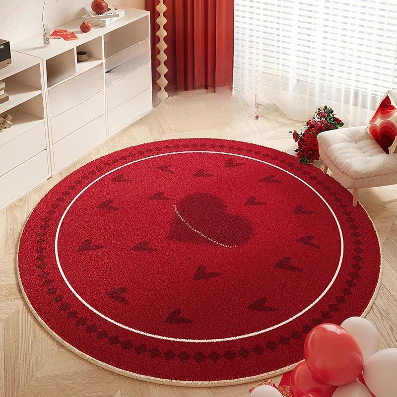 Navak Carpet Heart Shape Rugs for Bedroom Fluffy Soft Bedside Floor Mat Thick Plush Living Room Decoration Red Carpet Washable Cloakroom Rug