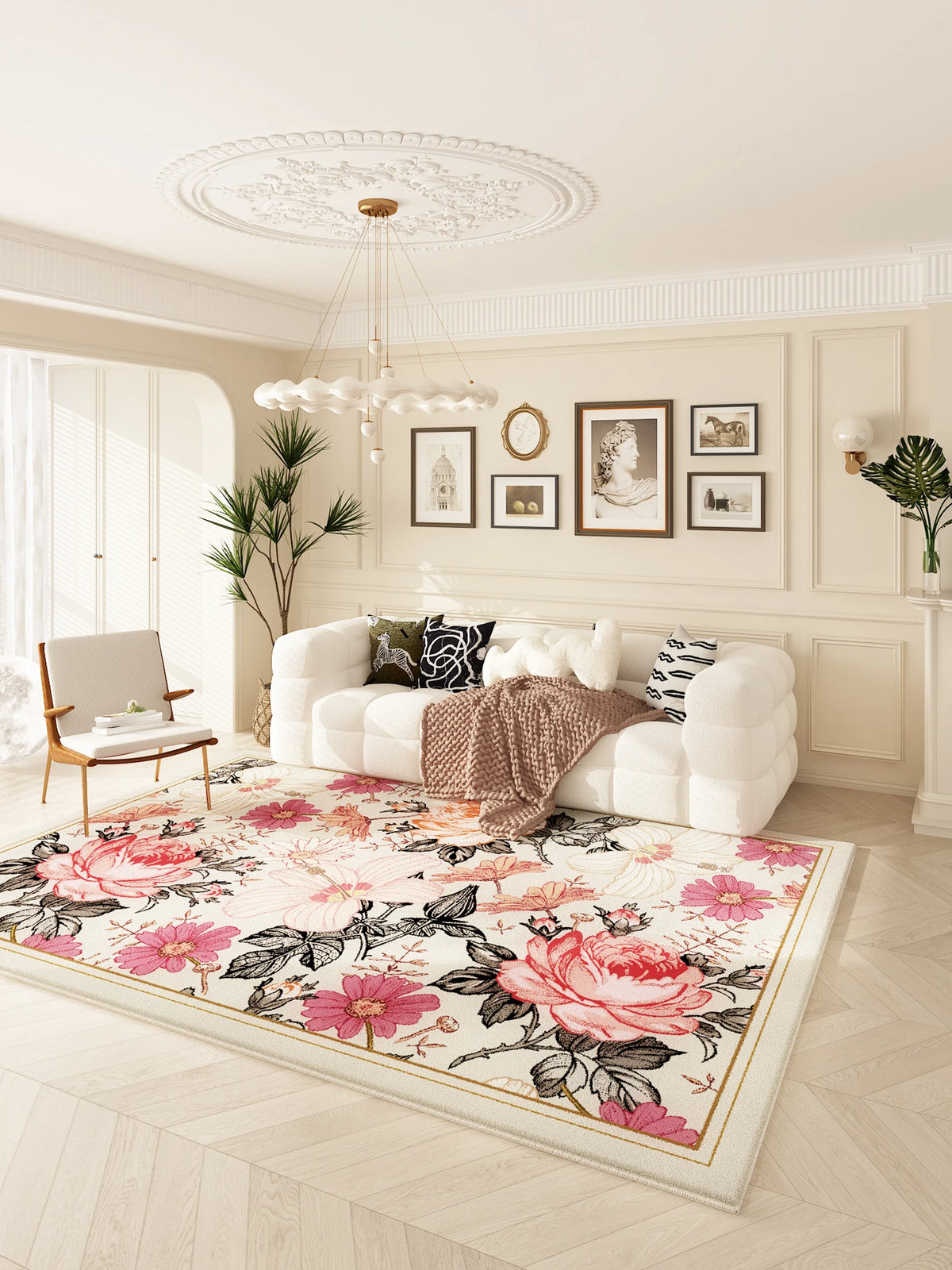 Navak Carpet French Style Bedroom Decor Plush Carpet Large Area Carpets for Living Room Home Fluffy Soft Floor Mat Thicken Washable Study Rug