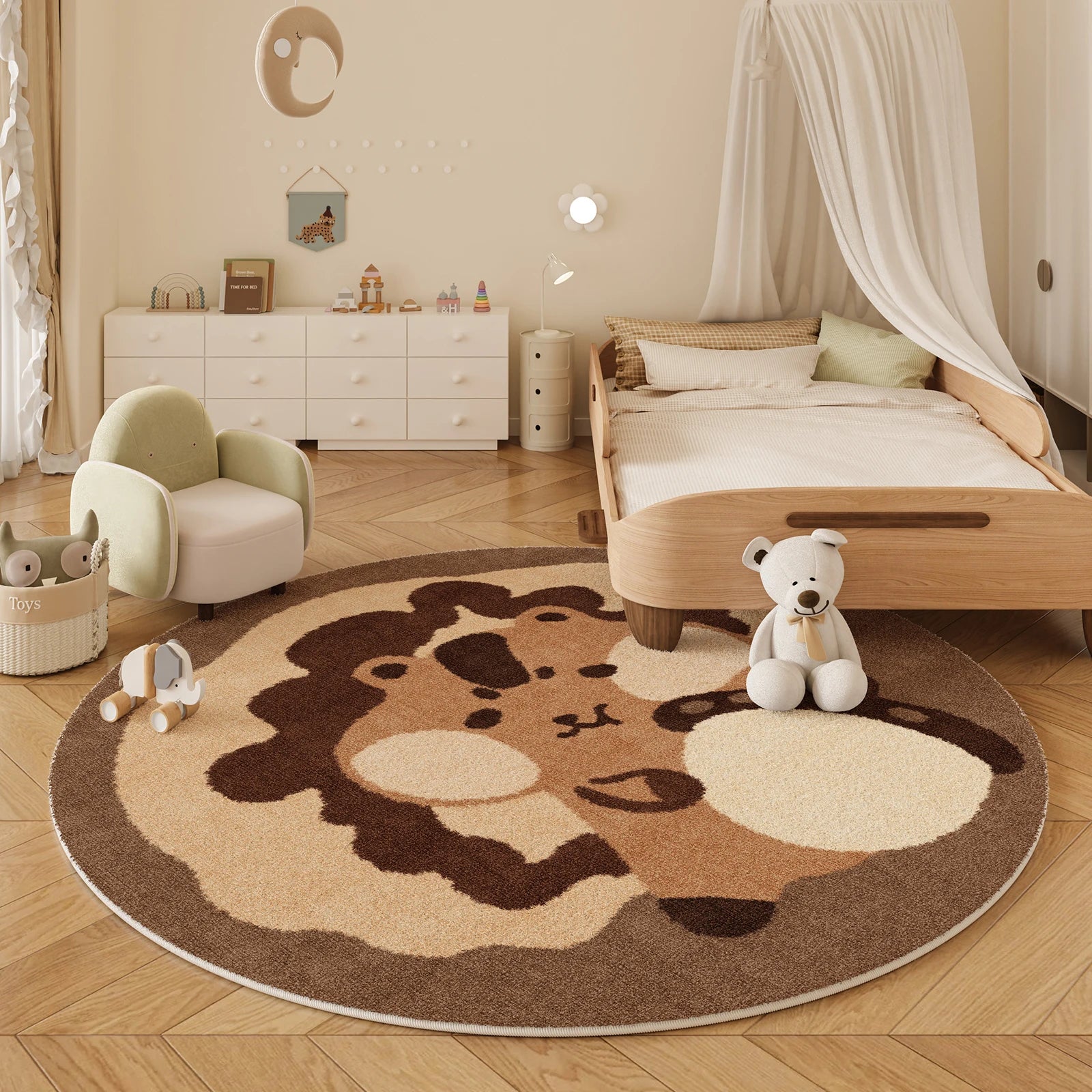 Navak Carpet  Cartoon Style Bedroom Decor Carpet Thickend Plush Children Floor Mat Fluffy Soft Round Rug Cute Patterns Carpets for Living Room