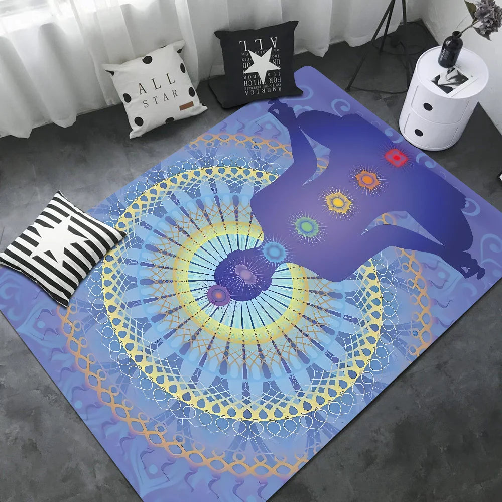 Navak Carpet Rainbow 7 Chakra Mandala Bohemia Yoga Door Mat Washable Non-Slip Living Room Sofa Chairs Area Mat Kitchen Welcome Doormat